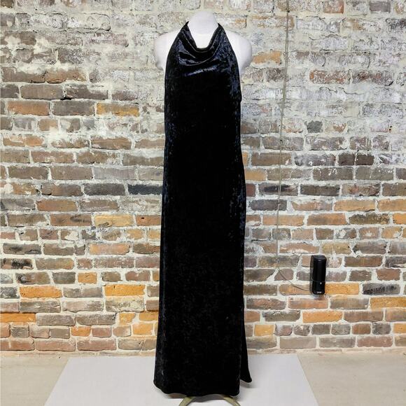 Betsy & Adam Velvet Formal Evening Gown Womens Size 6 Black Wedding Party Dress - Picture 5 of 10